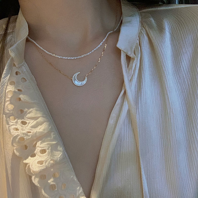 Detachable moon goddess necklace women's light luxury niche design ins hip-hop new fashion clavicle chain