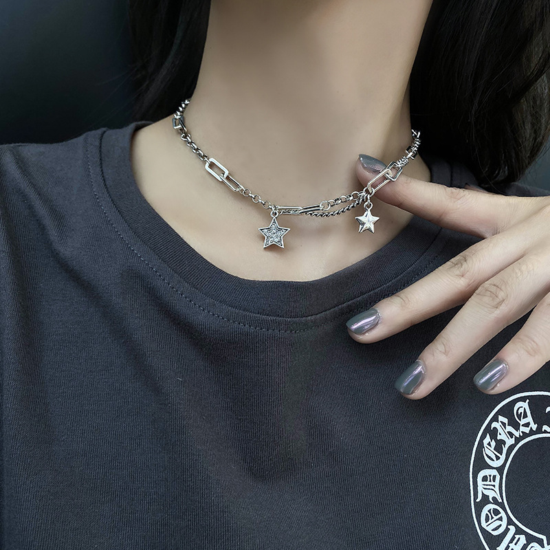 Star necklace female personality trend internet celebrity short clavicle chain simple temperament ins hip hop hiphop