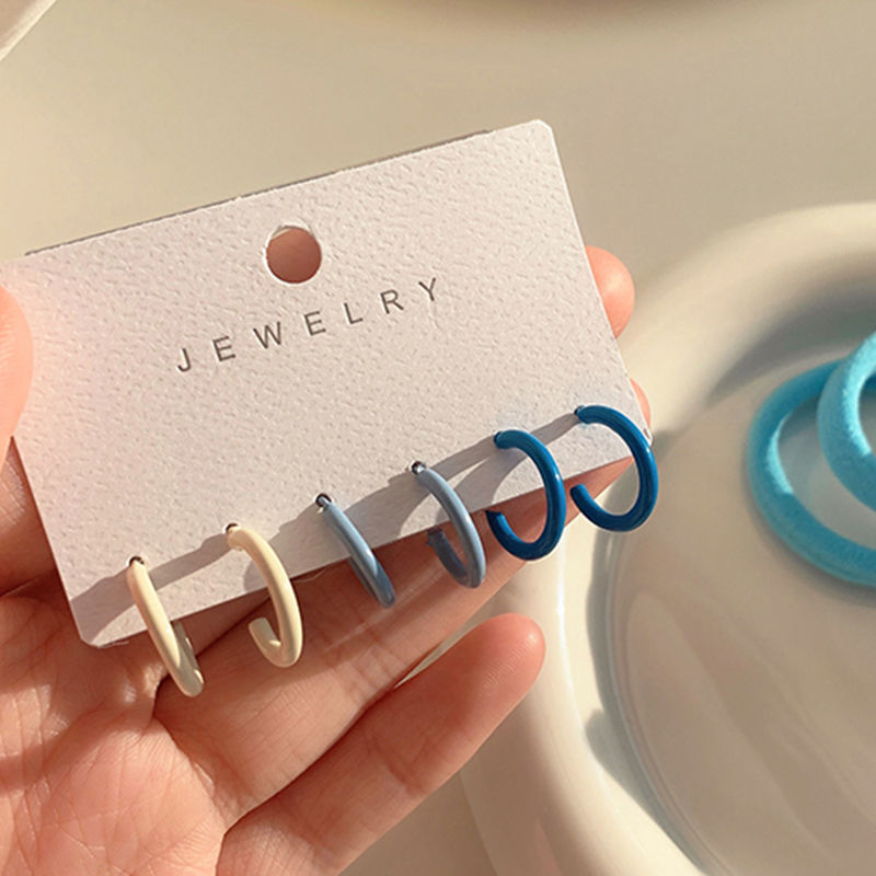 Summer style daily versatile earring set three-piece set new year's trendy earrings simple earrings women's earrings