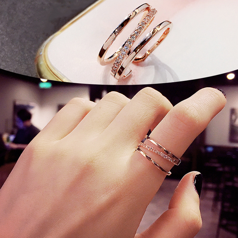 Ring women's niche design silver micro-set diamond index finger ring Korean niche design Japanese light luxury ring