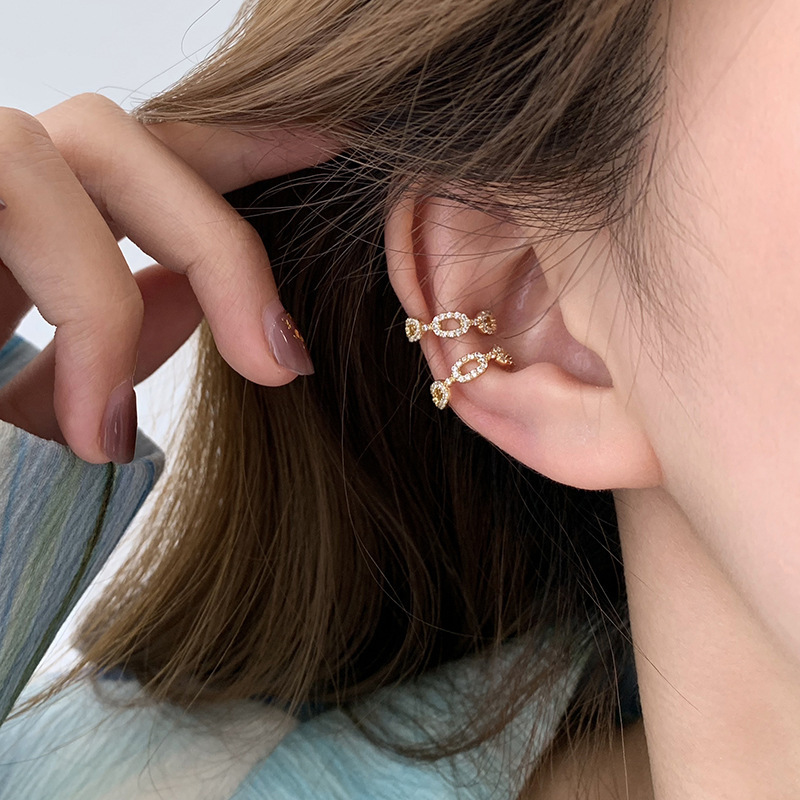 Korean small zircon ear bone clip cool style adjustable ear clip without piercing design earrings for women