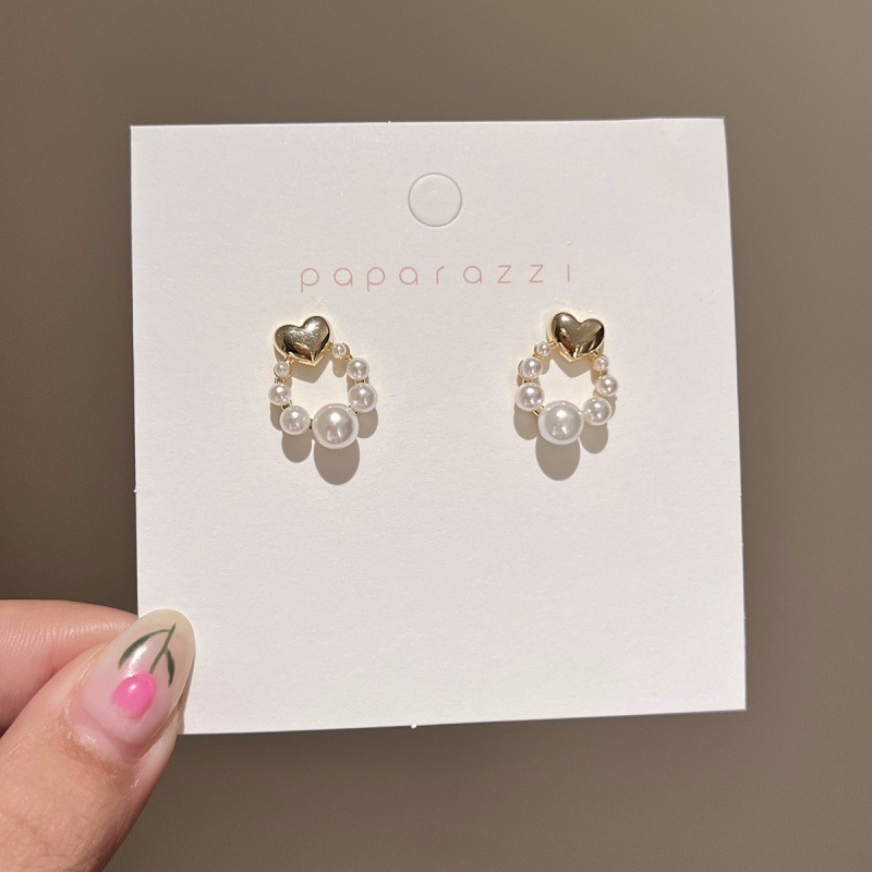 Pearl Korean earrings for women, summer love earrings, small fragrance, niche design, high-end light luxury silver needle earrings