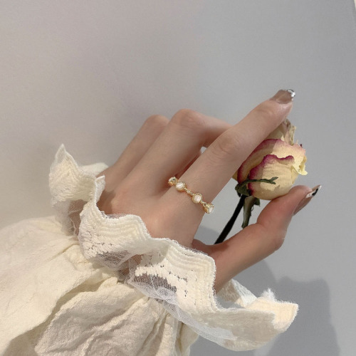 Light luxury cat's eye stone ring women's niche design ins trendy index finger opening adjustable ring cold style