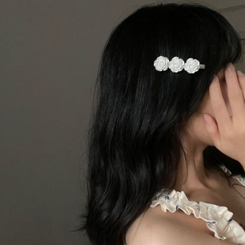 High-end camellia hairpin~Super fairy summer flower side clip and small fragrant hairpin hairpin for women on the back of the head