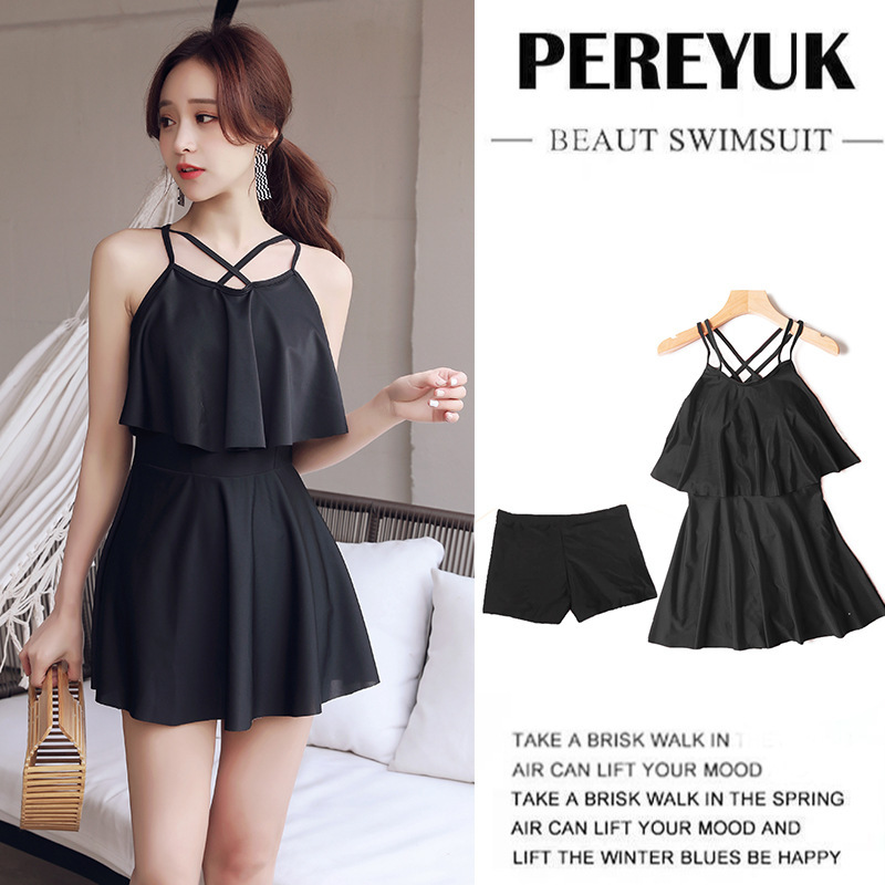 2024 Swimwear Women's Split Boxer Large Size Conservative Slim Belly Covering Sexy Fashion Hot Spring Student Swimwear