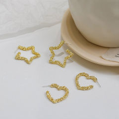 Simple love five-pointed star earrings Internet celebrity new trendy temperament Korean all-match super glitter earrings women's earrings