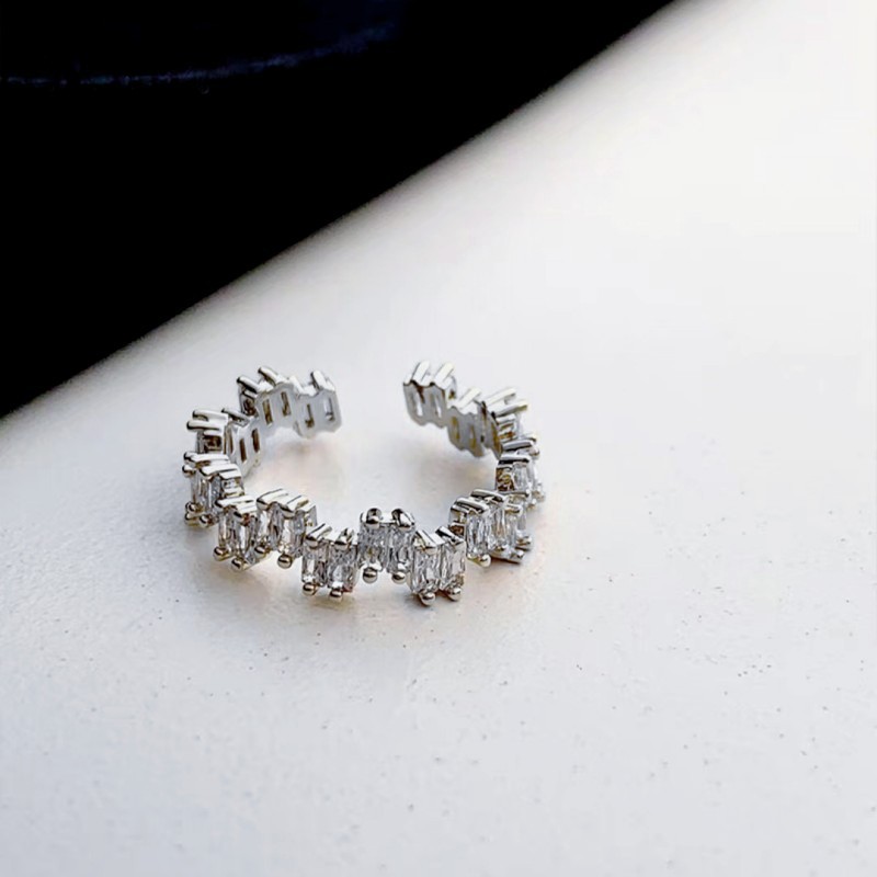 Light luxury full diamond zircon ring for women Korean Dongdaemun ins fashion niche personality versatile internet celebrity open index finger ring