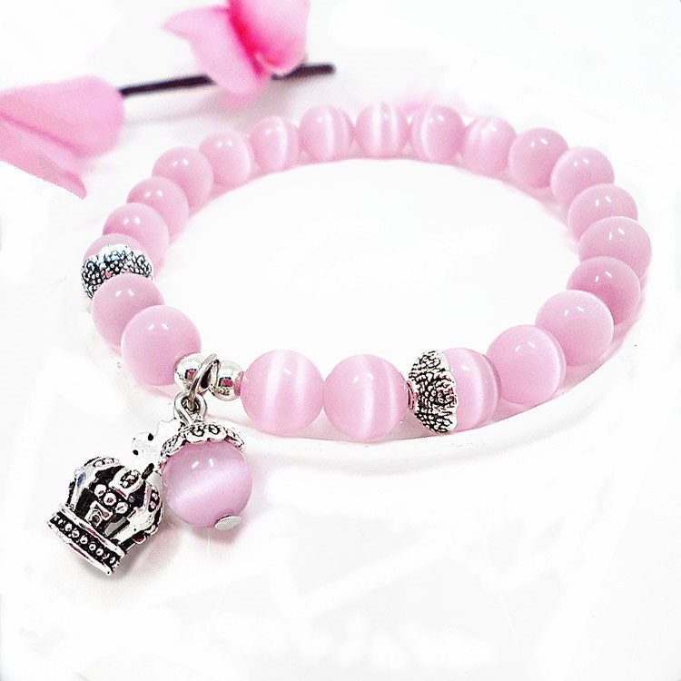 Korean version of cat's eye stone bracelet crown pendant bracelet student crystal bracelet hand ornament bracelet niche Korea