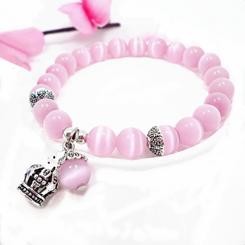Korean version of cat's eye stone bracelet crown pendant bracelet student crystal bracelet hand ornament bracelet niche Korea