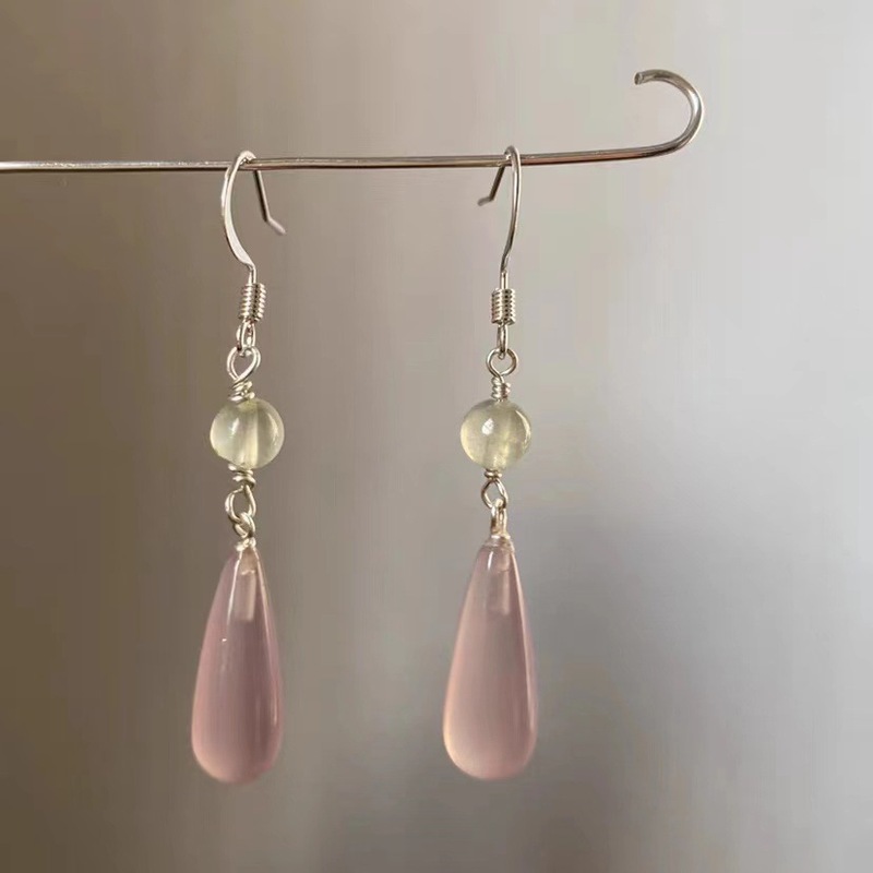 New Chinese style imitation jade drop earrings, feminine, versatile, fashionable, national trend, long earrings, retro sweet earrings