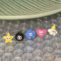 s925 dopamine candy color jelly earrings for women, cute translucent sequins, stars and clouds, big-eyed earrings.