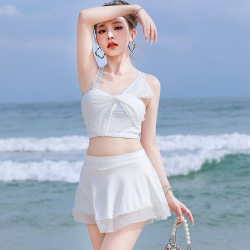 Korean style ins style Internet celebrity split skirt two-piece set women's swimsuit student small fragrance hot spring swimwear