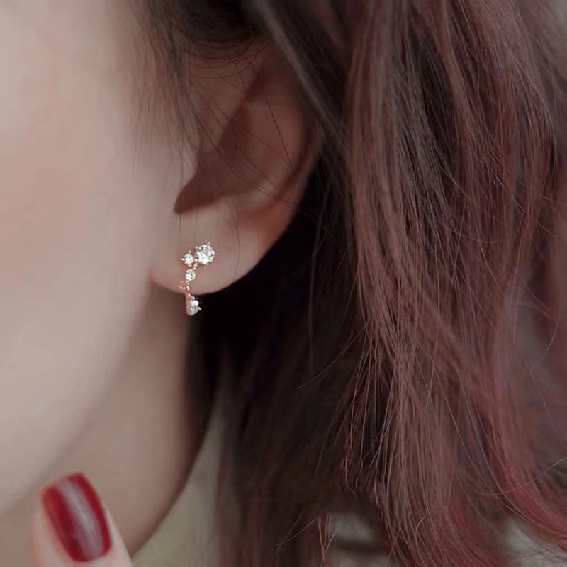 in cold wind flash diamond earrings female personality temperament note zircon earrings internet celebrity smart elegant compact temperament