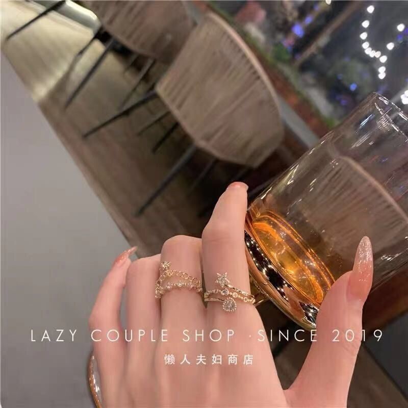 Micro-embellished light luxury ring, cold style niche design, female internet celebrity ins trendy opening, adjustable temperament