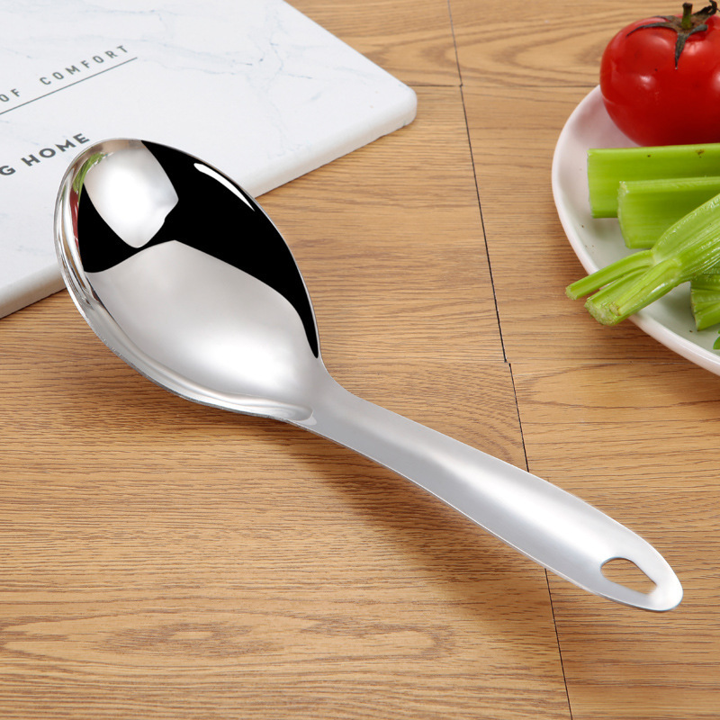 Stainless steel rice spoon household large rice shovel rice scoop thickened soup spoon cooking spoon cutlery custom logo