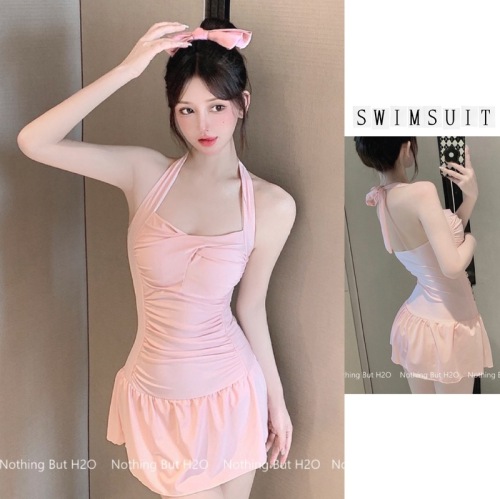 Professional swimsuit women's wholesale one-piece sling solid color sexy hot girl outfit slim slim small breast swimming hot spring