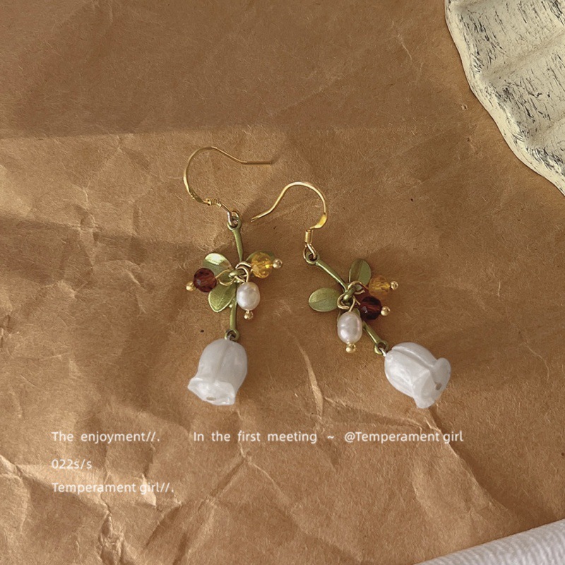 French retro ~ palace handmade 925 silver needle niche design lily of the valley earrings for women Yiwu jewelry earrings