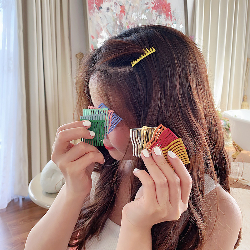 Metal seamless hairpin hair comb upside down comb bangs clip top clip female headwear hairpin internet celebrity back of head Korea
