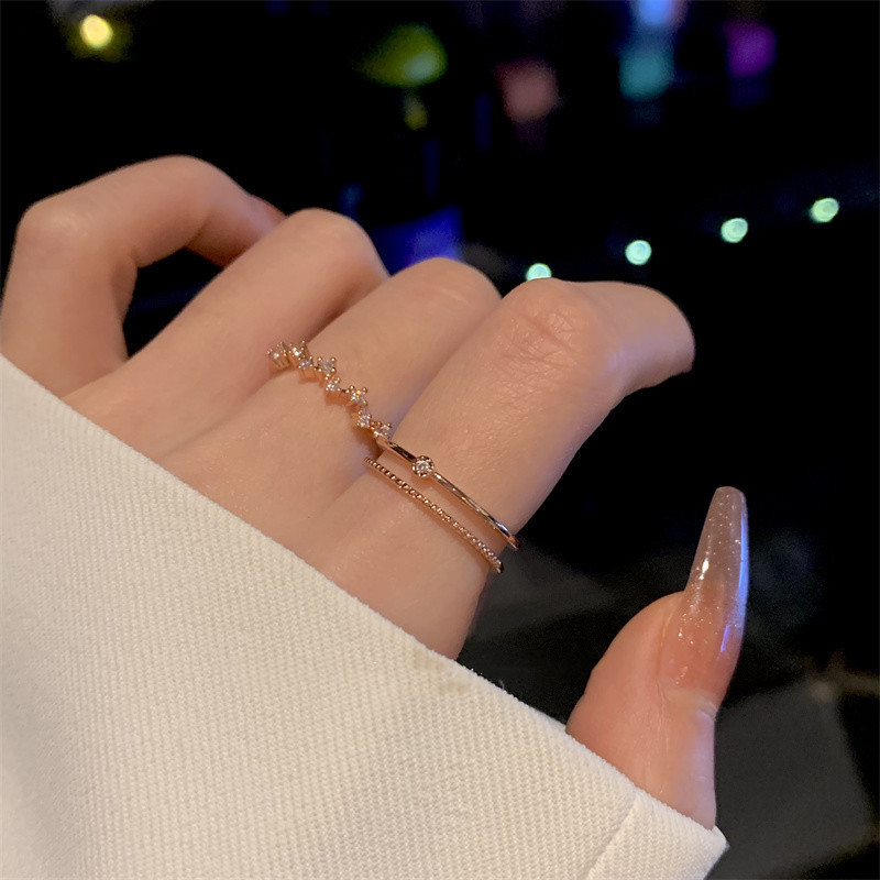 Shop owner’s wall recommendation~ Super white-plated rose gold ring for women ins, light luxury, high-end sense, exquisite zircon simple ring