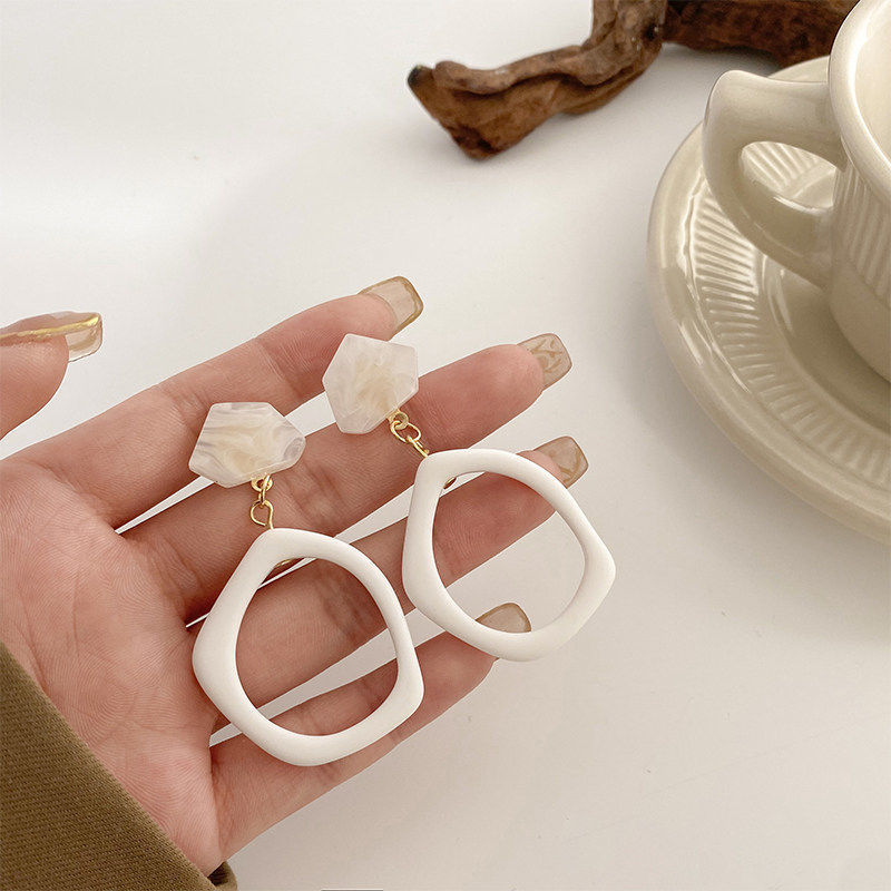 s925 silver needle Korea Dongdaemun Anna same style earrings ancient geometric acrylic earrings earrings