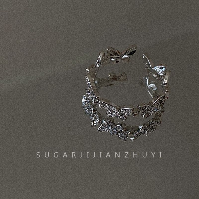 Butterfly open ring female style Korean version simple ins niche design personality internet celebrity fashion adjustable ring