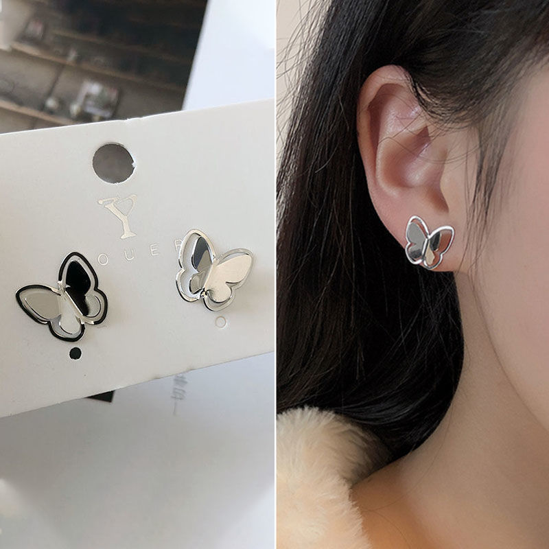 Butterfly flying earrings for women ins cold style light luxury niche design high-end earrings new trend
