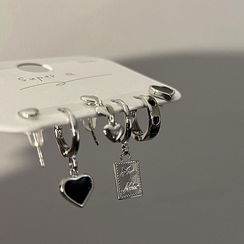 Cool girl~ Cold style love earrings six-piece set earrings new trendy style earrings for women