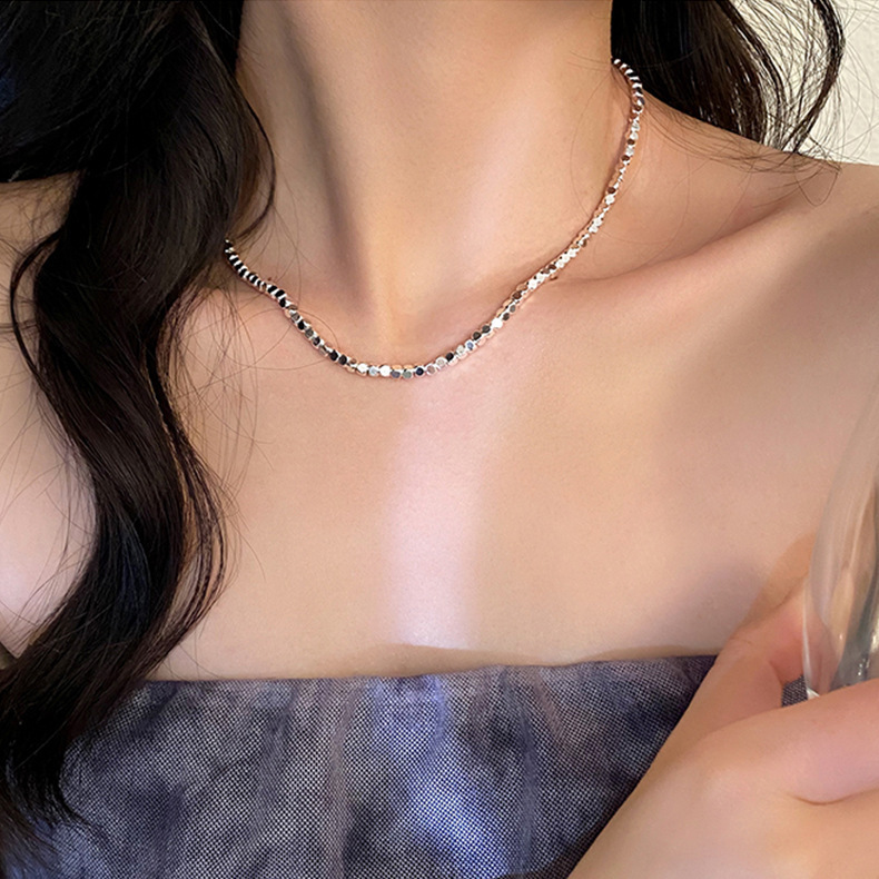 Korean new cold style French broken silver bracelet ins niche design new women's simple bracelet necklace