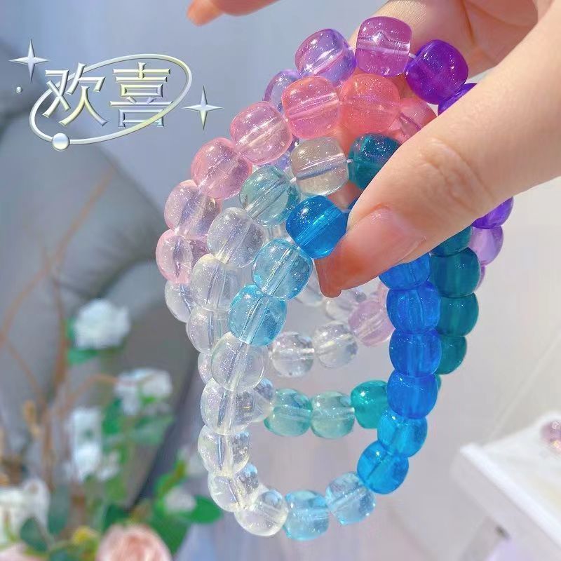 Milky Way Starry Sky ~ Luminous ice-transparent bracelets wrapped around fingers, soft gradient color, bestie couple bracelet, student beaded hand jewelry