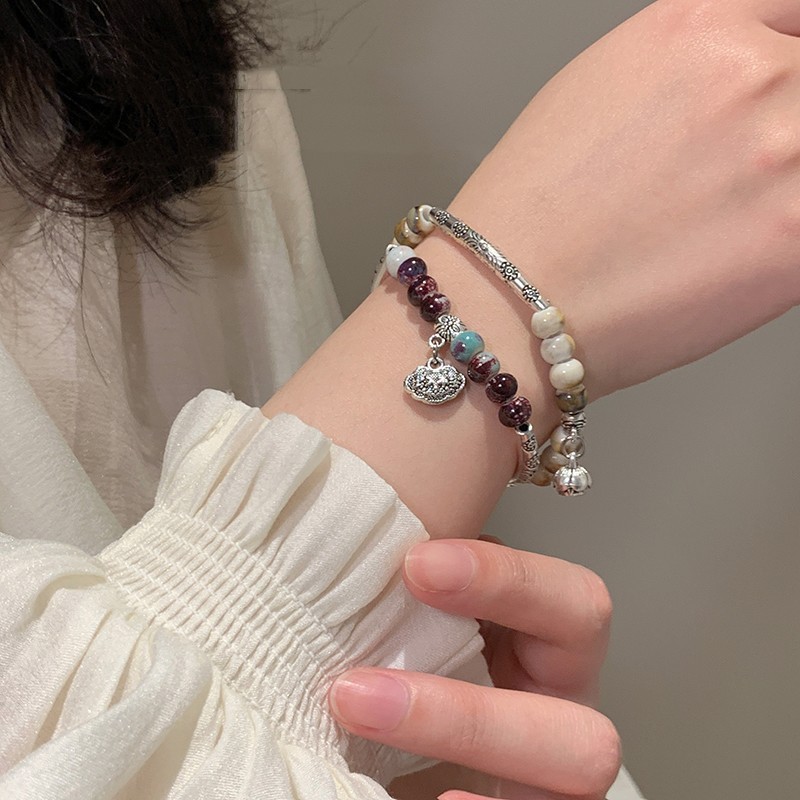New Chinese style anti-amber stone peace bracelet for women ins fashion versatile niche design retro bracelet for besties