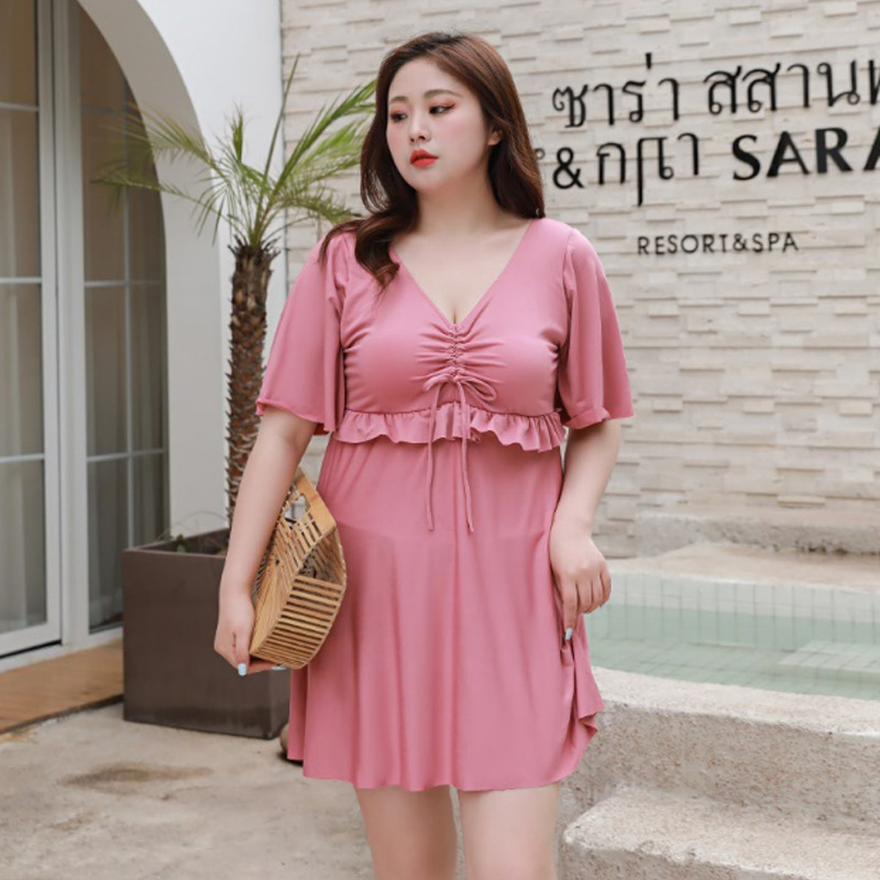 2024 new one-piece swimsuit for women, slimming and belly-covering, Korean loose and fattened, conservative large size split swimsuit for fat girls