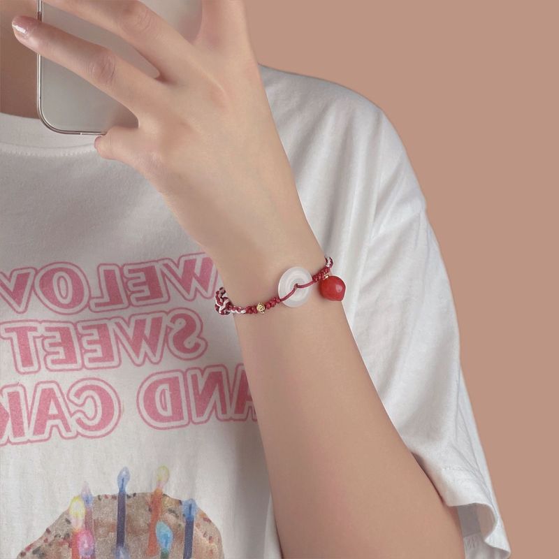 Imitation Hetian jade safety buckle bracelet for women, new trendy temperament, fashionable internet celebrity braided bracelet, birthday gift for the year of your birth year