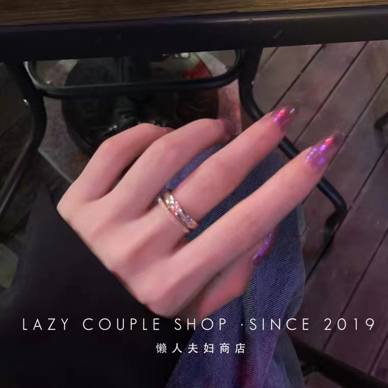 Light luxury and high-end feel!  Bundy ring Internet celebrity ins micro-encrusted zirconium super flash opening adjustable ring for women
