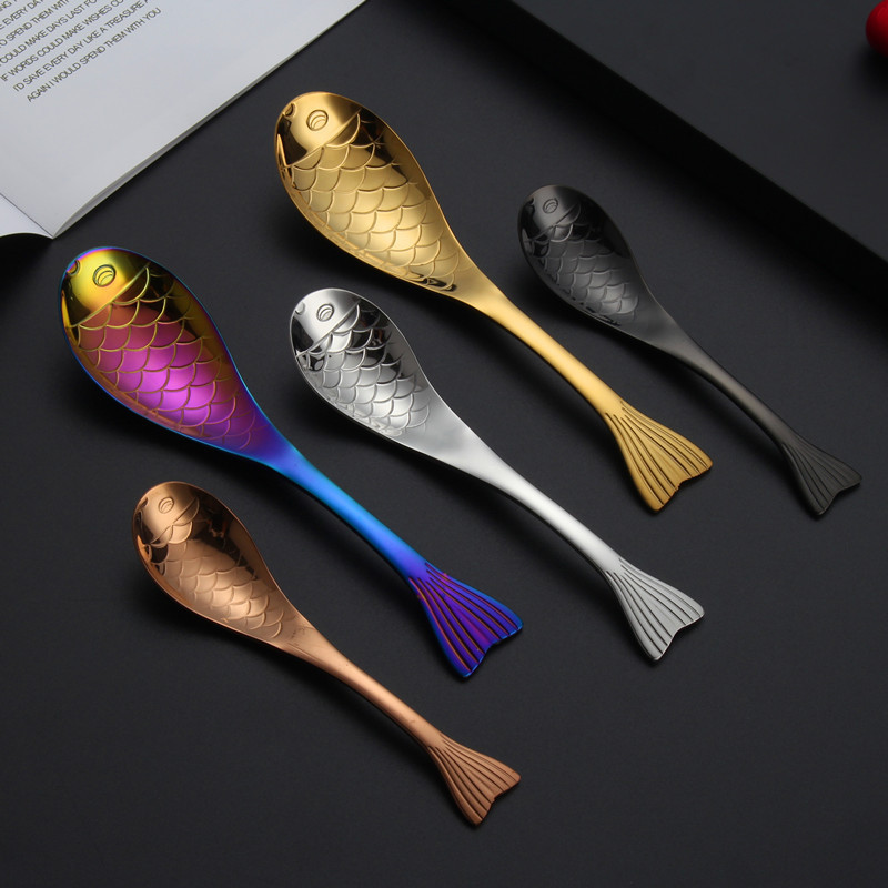 304 stainless steel fish spoon household spoon dessert coffee spoon rice spoon creative children's cartoon soup spoon