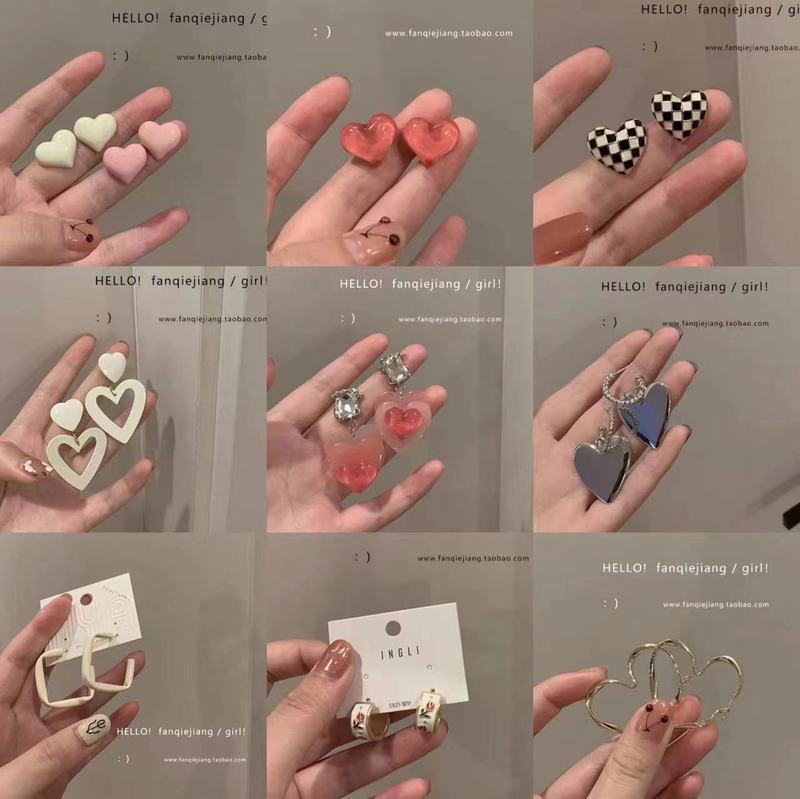 Korean style silver needle love flower earrings niche design temperament sweet high-end versatile pearl earrings earrings