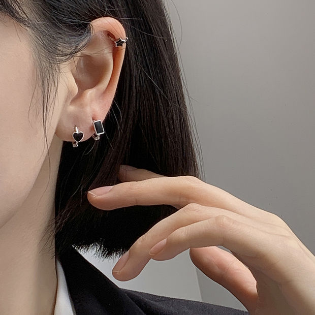 s925 silver earrings for women, retro Hong Kong style, simple love earrings, Korean temperament, personalized sexy earrings, earrings
