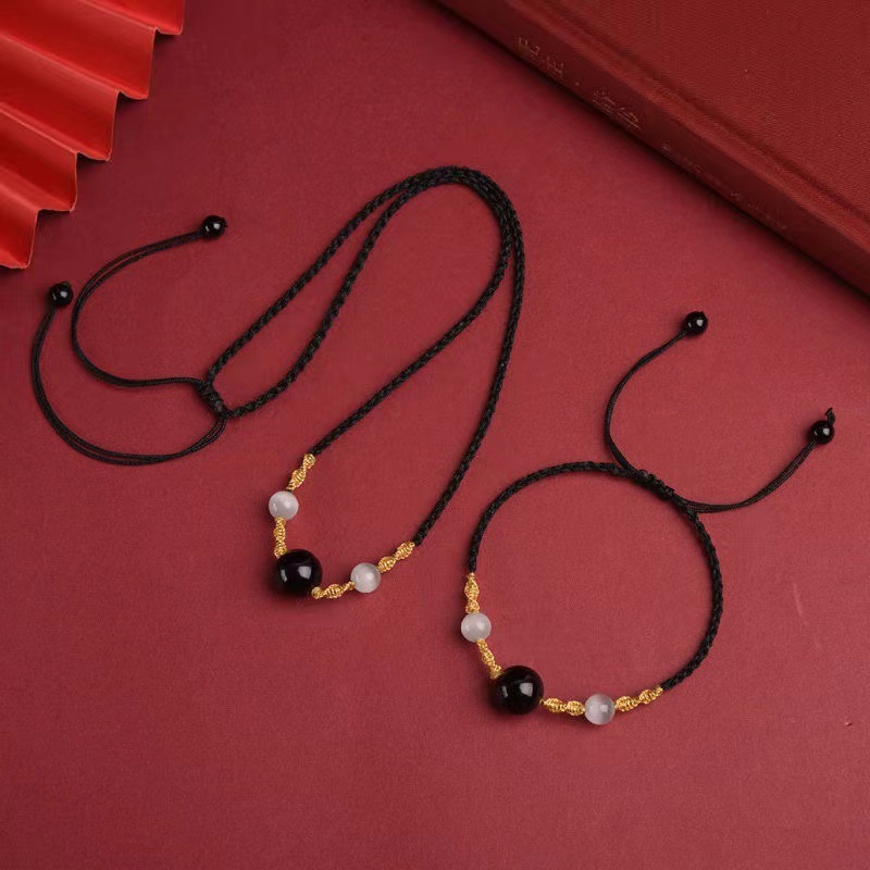 Red agate bracelet women's bracelet natural agate necklace pendant loose beads same style acacia bean red bean