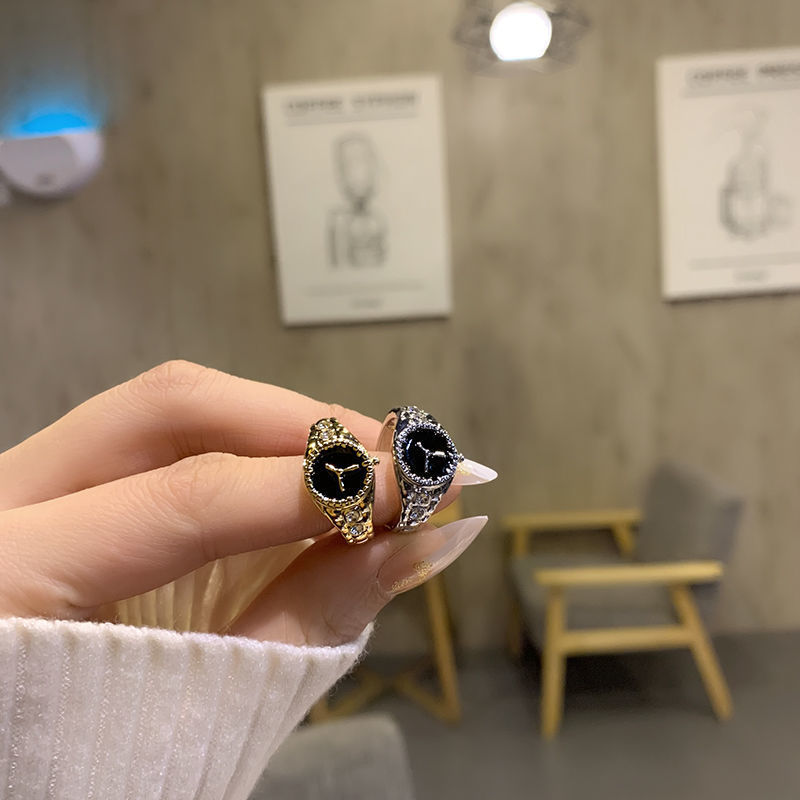 Light luxury fashionable index finger ring for women niche design personalized watch style ring ins style internet celebrity trend
