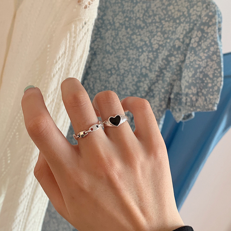Retro dark girl love open ring female new Korean version student simple adjustable ring trend
