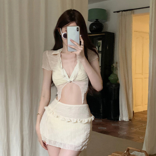 Women's split swimsuit summer pure desire sexy hot girl high waist covering belly slimming seaside vacation small breasts push up hot spring swimsuit