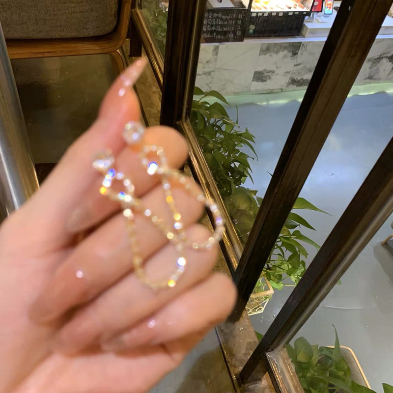 Knock beauty!  Goddess Earrings New Trendy Super Fairy Internet Celebrity Temperament Long Rhinestone Sparkling Earrings Silver Needle for Women
