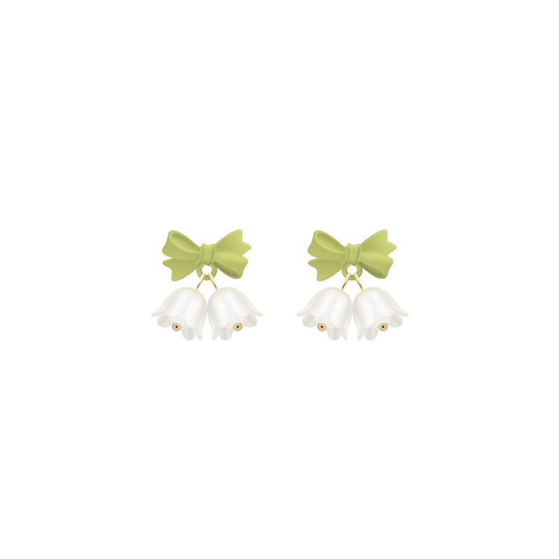 Spring bells, tulips, flower earrings, gentle wind bow, girly temperament earrings, earrings, earrings