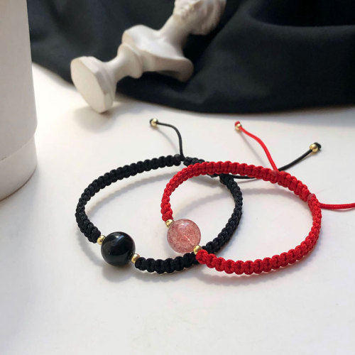 Obsidian bracelet for women, niche design, red rope braided bracelet for the year of birth, couple bracelet for women, two colors