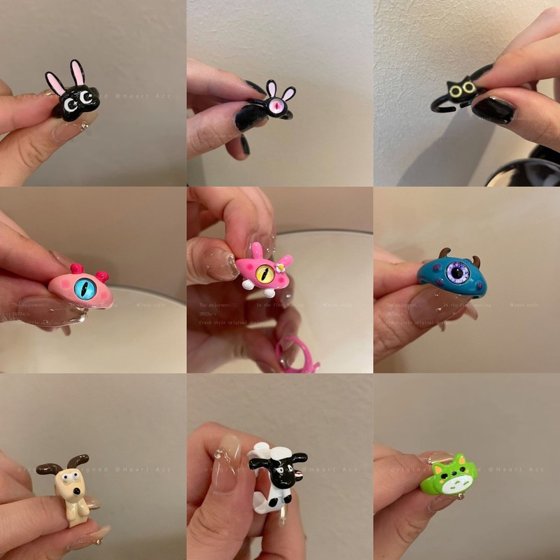 Cute and Funny Cartoon Open Ring Girls Fun Personality Versatile Niche Unique Design Index Finger Ring