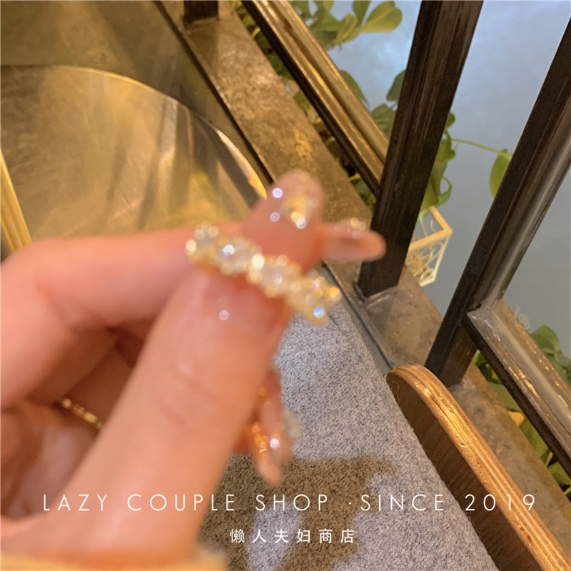 Close your eyes and enter~ Super sparkling light luxury full of zirconium open ring ins fashion internet celebrity temperament woman