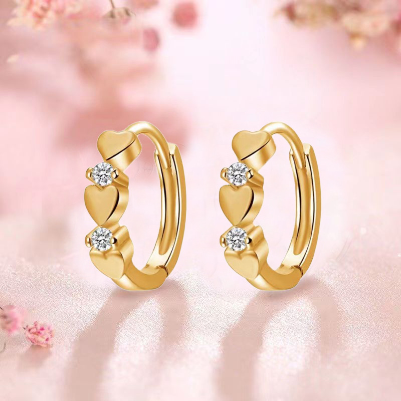 New year's new trendy love zircon earrings for women, fashionable, versatile, simple, light luxury, high-end cold style earrings, stud earrings