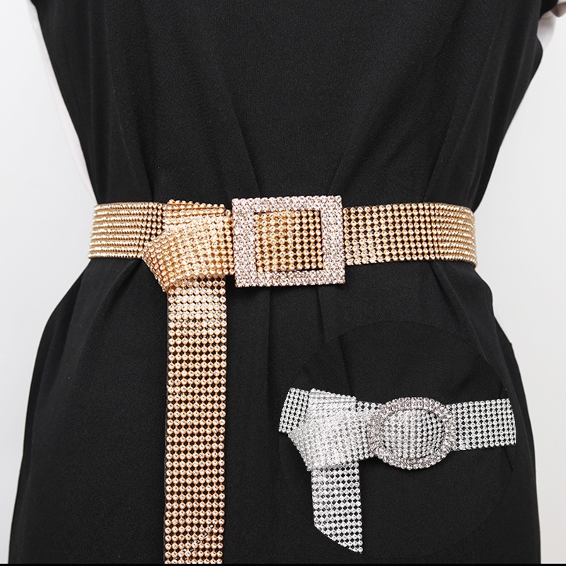 Full rhinestone belt for women with diamonds, fashionable and versatile, full diamond-encrusted diamond belt decoration with skirt and jeans trendy ins