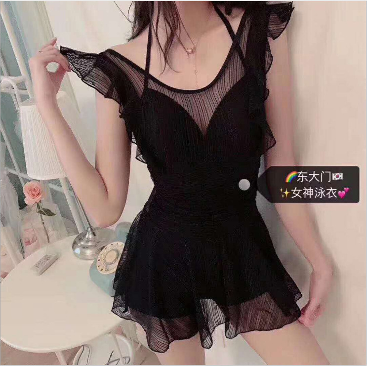 Korean version of Dongdaemun goddess swimsuit covering belly and slimming ins style lace sexy steel support push-up one-piece swimsuit large size