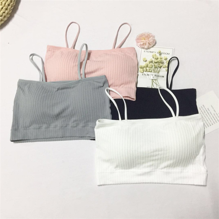 One-line base anti-exposure strapless breast wrap underwear thin suspender vest with chest pad