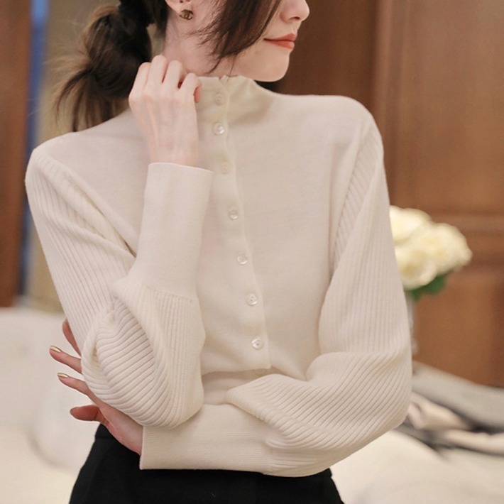 Double Twelve High Quality Wool Blended Series DA Brand Thread Palace Sleeve Shirt Knitwear